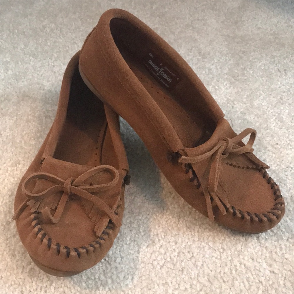 Brown Minnetonka moccasins